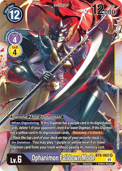 (082) Digimon TCG New Awakening Single: Ophanimon Falldown Mode (BT8-082) (V.1) Super Rare