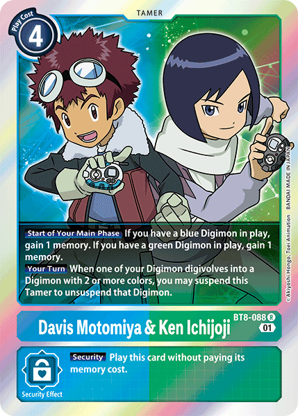 (088) Digimon TCG New Awakening Single: Davis Motomiya & Ken Ichijoji (BT8-088) Rare