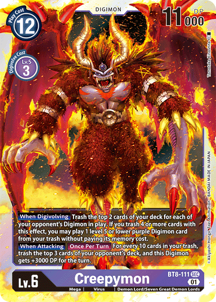 (111) Digimon TCG New Awakening Single: Creepymon (BT8-111) (V.1) Secret Rare