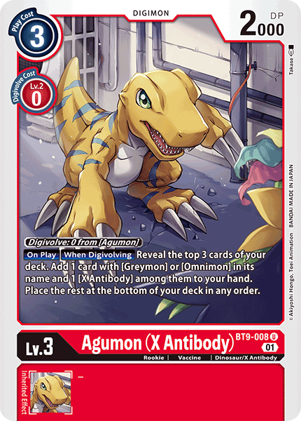 (008) Digimon TCG X Record Single: Agumon (X Antibody) (BT9-008) (V.1) Uncommon