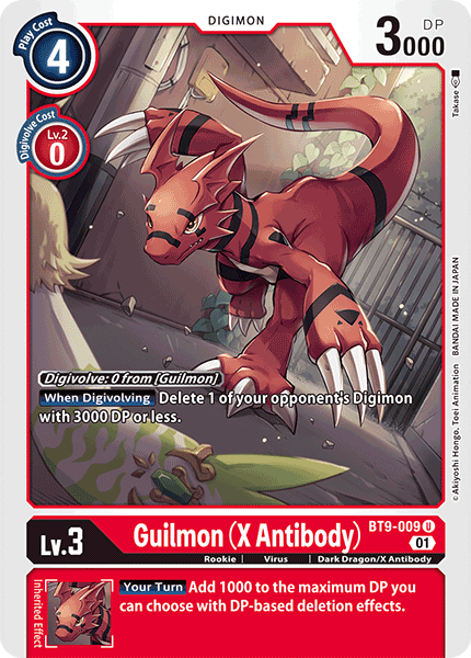 (009) Digimon TCG X Record Single: Guilmon (X Antibody) (BT9-009) Uncommon