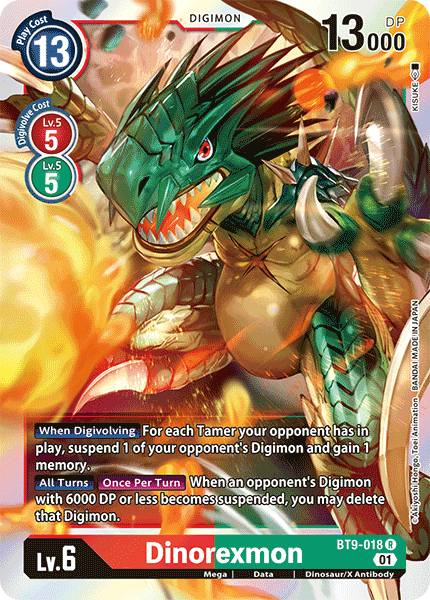 (018) Digimon TCG X Record Single: Dinorexmon (BT9-018) Rare