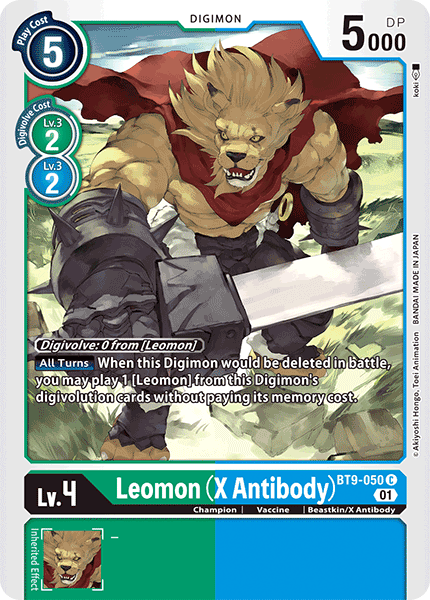 (050) Digimon TCG X Record Single: Leomon (X Antibody) (BT9-050) Common