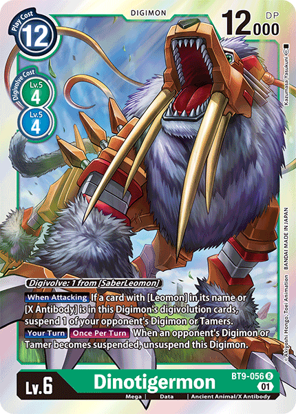 (056) Digimon TCG X Record Single: Dinotigermon (BT9-056) Rare