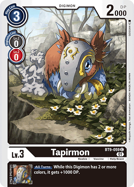 (059) Digimon TCG X Record Single: Tapirmon (BT9-059) Common