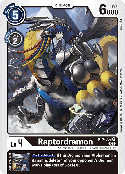 (062) Digimon TCG X Record Single: Raptordramon (BT9-062) Common