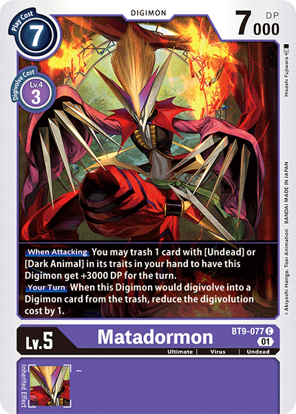 (077) Digimon TCG X Record Single: Matadormon (BT9-077) Common