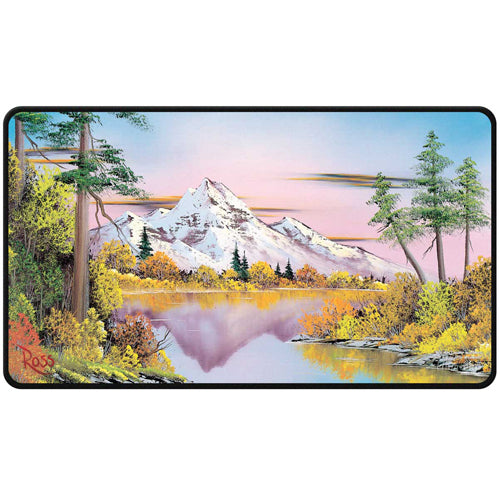 Magic the Gathering: Bob Ross Mighty Mountain Lake Black Stitched Playmat