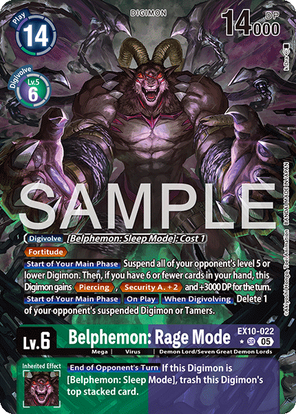 (022) Digimon TCG Sinister Order Single: Belphemon: Rage Mode (EX10-022) (V.2) Alternative Art