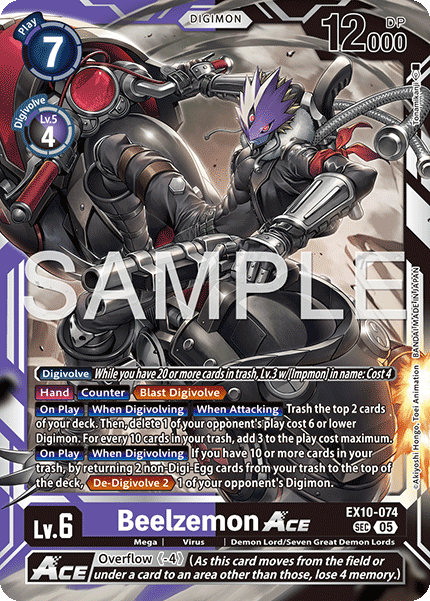 (074) Digimon TCG Sinister Order Single: Beelzemon Ace (EX10-074) (V.1) Secret Rare