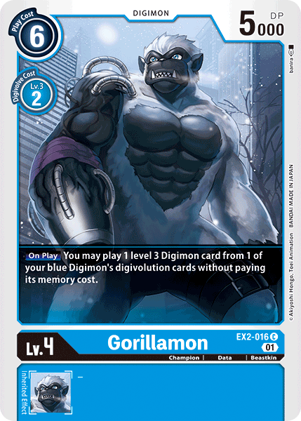 (016) Digimon TCG Digital Hazard Single: Gorillamon (EX2-016) Common