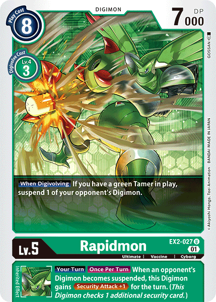 (027) Digimon TCG Digital Hazard Single: Rapidmon (EX2-027) Uncommon