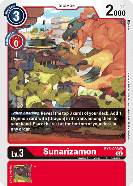 (003) Digimon TCG Draconic Roar Single: Sunarizamon (EX3-003) Common