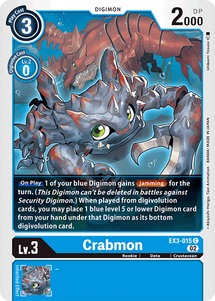 (015) Digimon TCG Draconic Roar Single: Crabmon (EX3-015) Common