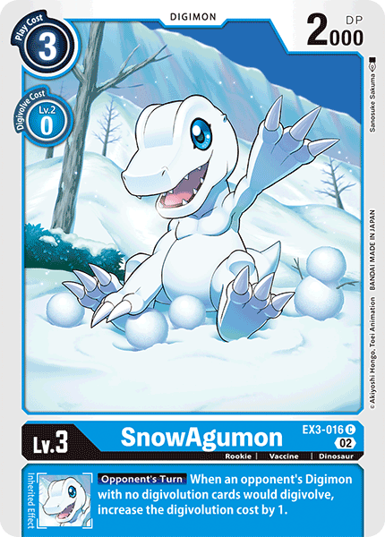 (016) Digimon TCG Draconic Roar Single: SnowAgumon (EX3-016) Common