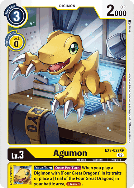 (027) Digimon TCG Draconic Roar Single: Agumon (EX3-027) Common
