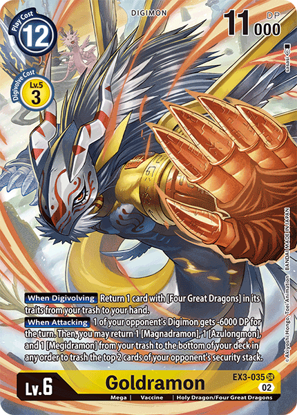 (035) Digimon TCG Draconic Roar Single: Goldramon (EX3-035) (V.2) Alternative Art
