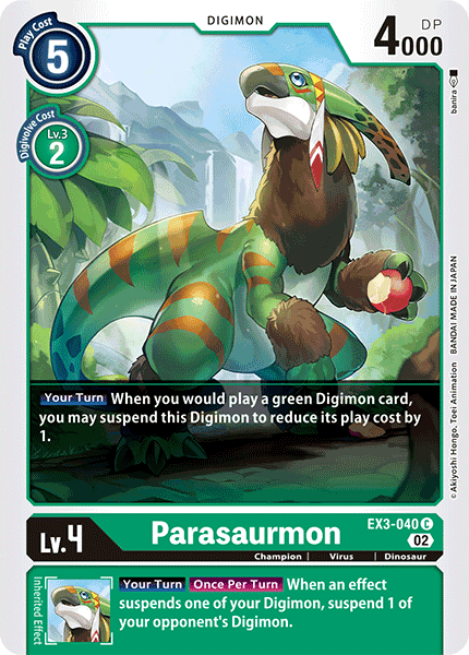 (040) Digimon TCG Draconic Roar Single: Parasaurmon (EX3-040) Common