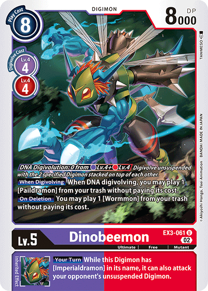 (061) Digimon TCG Draconic Roar Single: Dinobeemon (EX3-061) (V.2) Uncommon