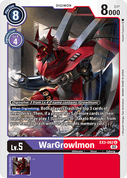 (062) Digimon TCG Draconic Roar Single: WarGrowlmon (EX3-062) Uncommon