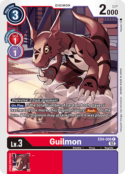 (006) Digimon TCG Alternative Being Single: Guilmon (EX4-006) Common