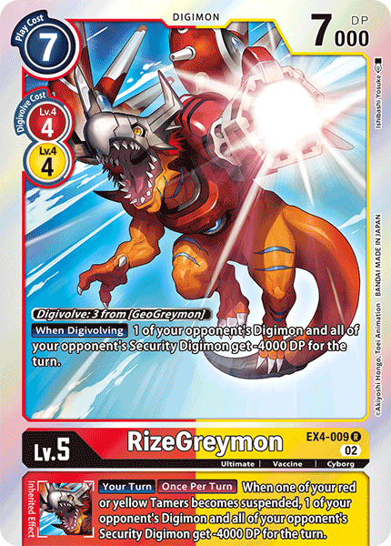 (009) Digimon TCG Alternative Being Single: RizeGreymon (EX4-009) Rare