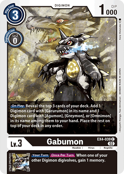 (039) Digimon TCG Alternative Being Single: Gabumon (EX4-039) Common