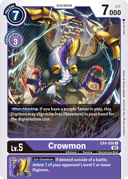 (056) Digimon TCG Alternative Being Single: Crowmon (EX4-056) Uncommon