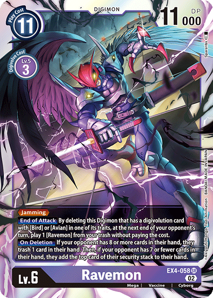 (058) Digimon TCG Alternative Being Single: Ravemon (EX4-058) (V.1) Super Rare