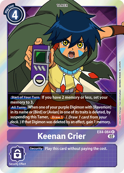 (064) Digimon TCG Alternative Being Single: Keenan Crier (EX4-064) (V.1) Rare