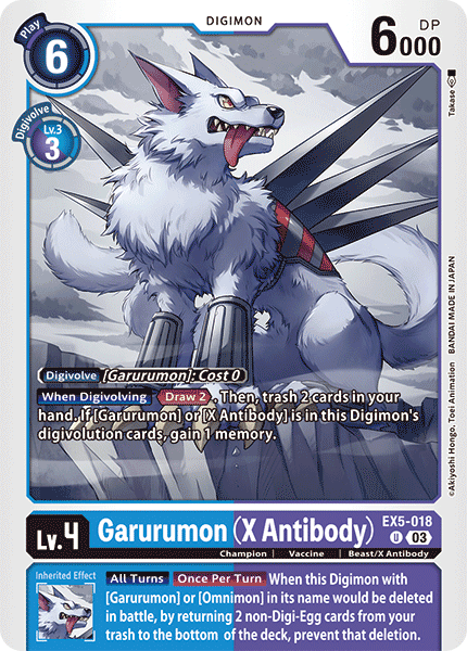 (018) Digimon TCG Animal Colosseum Single: Garurumon (X Antibody) (EX5-018) Uncommon