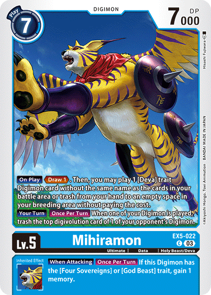 (022) Digimon TCG Animal Colosseum Single: Mihiramon (EX5-022) Common