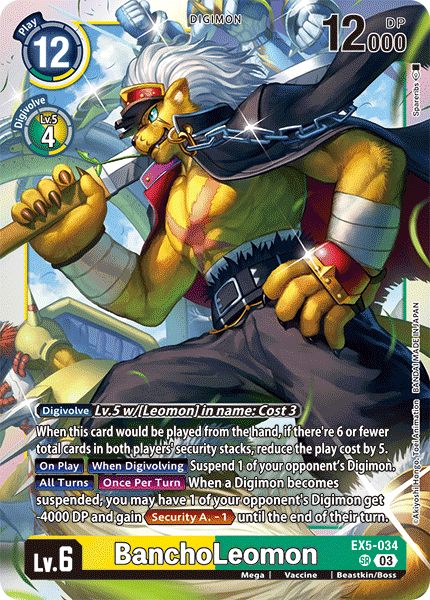(034) Digimon TCG Animal Colosseum Single: BanchoLeomon (EX5-034) (V.1) Super Rare