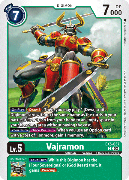 (037) Digimon TCG Animal Colosseum Single: Vajramon (EX5-037) Common