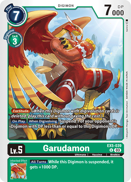 (039) Digimon TCG Animal Colosseum Single: Garudamon (EX5-039) Uncommon