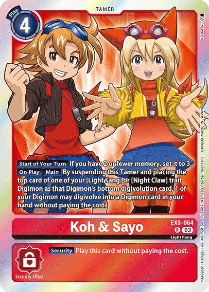 (064) Digimon TCG Animal Colosseum Single: Koh & Sayo (EX5-064) Rare