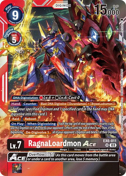 (011) Digimon TCG Infernal Ascension Single: RagnaLoardmon Ace (EX6-011) (V.1) Super Rare