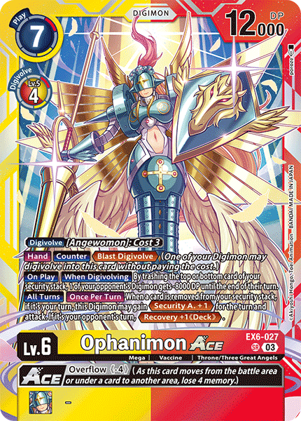 (027) Digimon TCG Infernal Ascension Single: Ophanimon Ace (EX6-027) (V.1) Super Rare