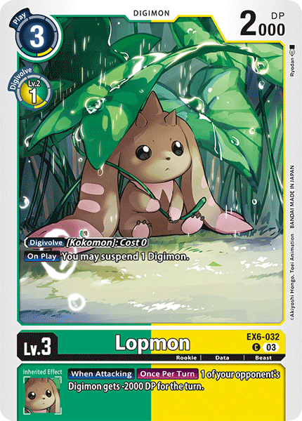 (032) Digimon TCG Infernal Ascension Single: Lopmon (EX6-032) Common
