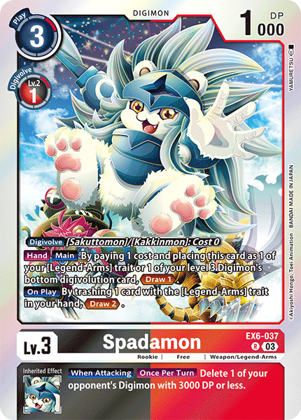 (037) Digimon TCG Infernal Ascension Single: Spadamon (EX6-037) Rare