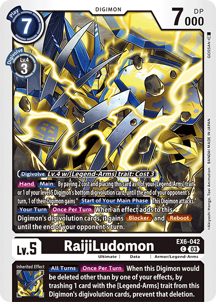 (042) Digimon TCG Infernal Ascension Single: RaijiLudomon (EX6-042) Common
