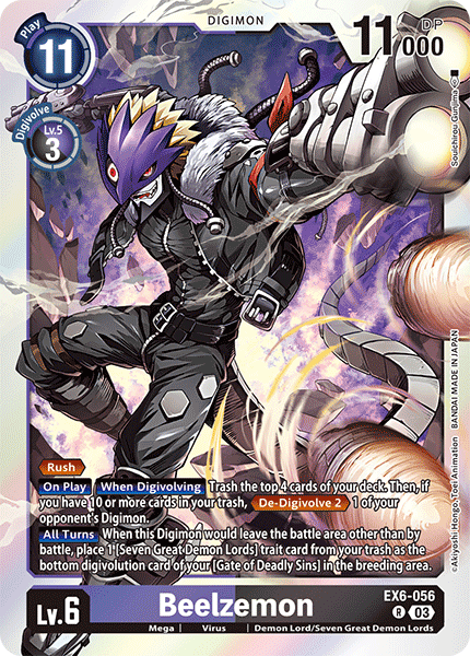 (056) Digimon TCG Infernal Ascension Single: Beelzemon (EX6-056) (V.1) Rare