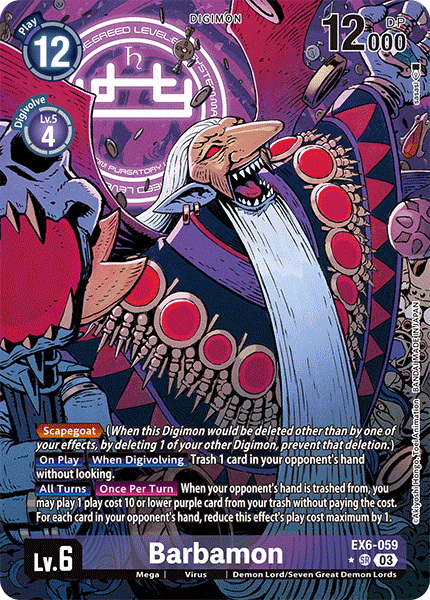 (059) Digimon TCG Infernal Ascension Single: Barbamon (EX6-059) (V.2) Alternative Art