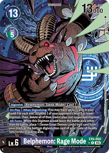 (060) Digimon TCG Infernal Ascension Single: Belphemon: Rage Mode (EX6-060) (V.2) Alternative Art