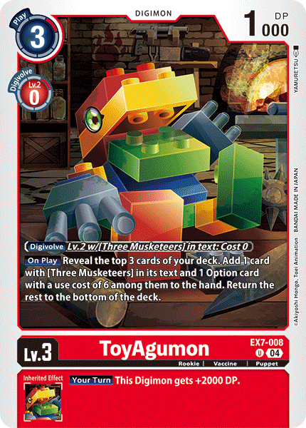 (008) Digimon TCG Digimon Liberator Single: ToyAgumon (EX7-008) (V.1) Uncommon