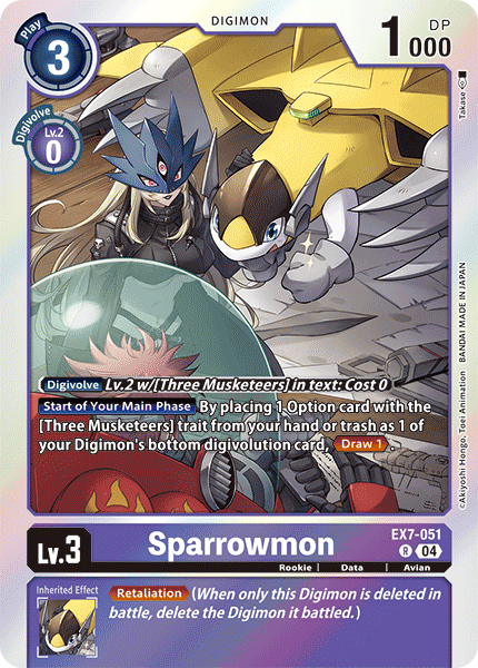 (051) Digimon TCG Digimon Liberator Single: Sparrowmon (EX7-051) Rare
