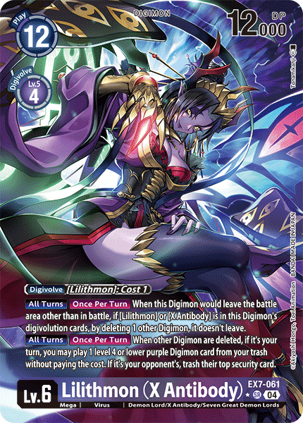 (061) Digimon TCG Digimon Liberator Single: Lilithmon (X Antibody) (EX7-061) (V.2) Alternative Art