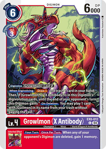 (012) Digimon TCG Chain of Liberation Single: Growlmon (X Antibody) (EX8-012) (V.1) Common