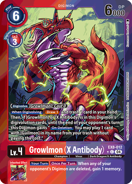 (012) Digimon TCG Chain of Liberation Single: Growlmon (X Antibody) (EX8-012) (V.2) Alternative Art