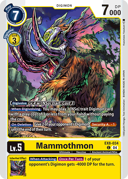 (034) Digimon TCG Chain of Liberation Single: Mammothmon (EX8-034) (V.1) Common
